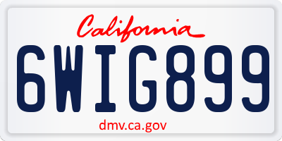 CA license plate 6WIG899