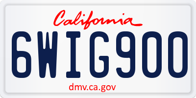 CA license plate 6WIG900