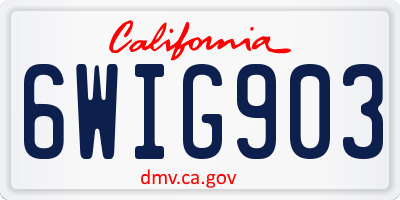 CA license plate 6WIG903