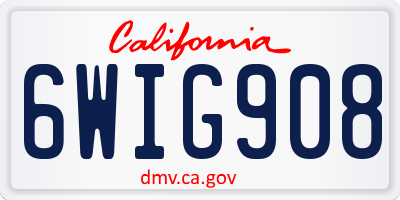 CA license plate 6WIG908