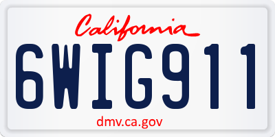 CA license plate 6WIG911