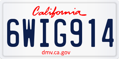 CA license plate 6WIG914