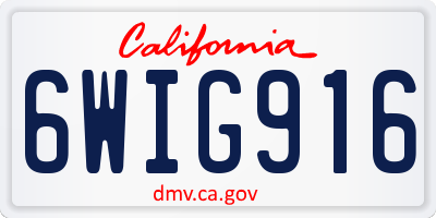 CA license plate 6WIG916
