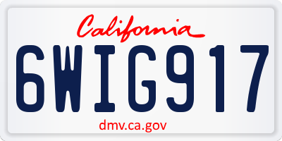 CA license plate 6WIG917