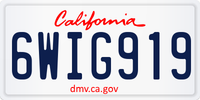 CA license plate 6WIG919