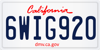 CA license plate 6WIG920