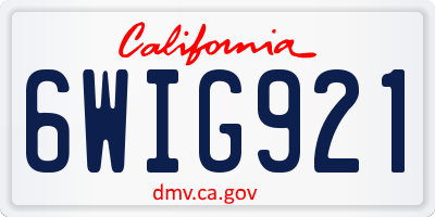 CA license plate 6WIG921