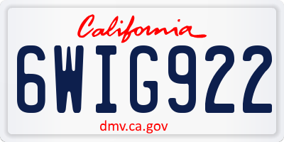 CA license plate 6WIG922