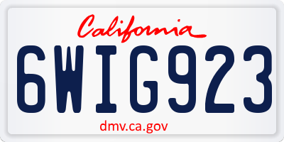 CA license plate 6WIG923