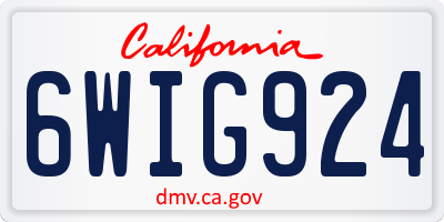 CA license plate 6WIG924