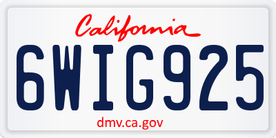 CA license plate 6WIG925