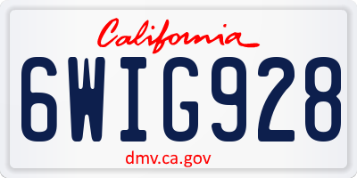 CA license plate 6WIG928