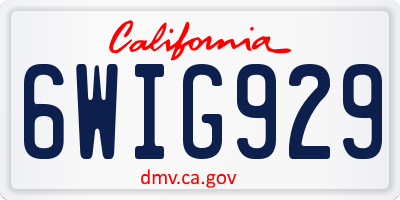 CA license plate 6WIG929