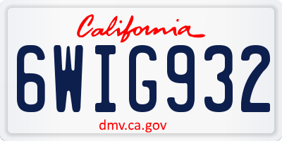 CA license plate 6WIG932
