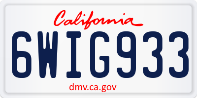 CA license plate 6WIG933