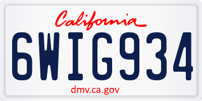 CA license plate 6WIG934