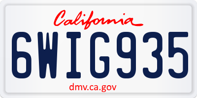 CA license plate 6WIG935