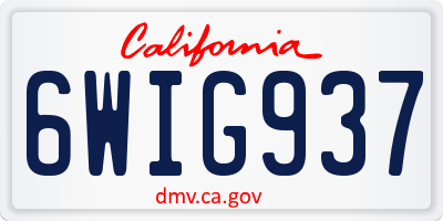 CA license plate 6WIG937