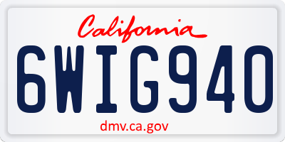 CA license plate 6WIG940