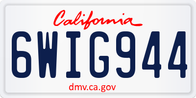 CA license plate 6WIG944
