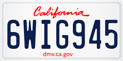 CA license plate 6WIG945