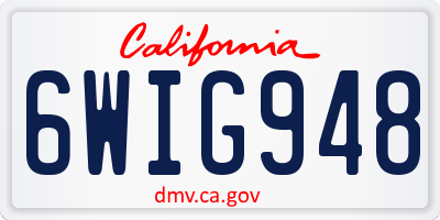 CA license plate 6WIG948