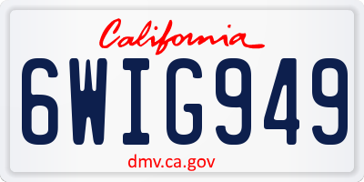 CA license plate 6WIG949
