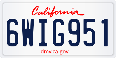 CA license plate 6WIG951