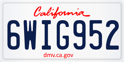 CA license plate 6WIG952