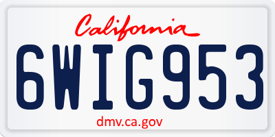 CA license plate 6WIG953