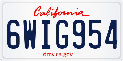 CA license plate 6WIG954