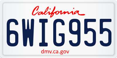 CA license plate 6WIG955