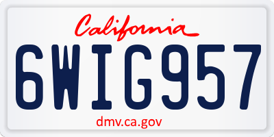 CA license plate 6WIG957