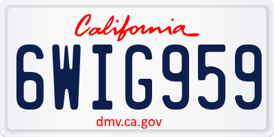 CA license plate 6WIG959