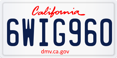 CA license plate 6WIG960