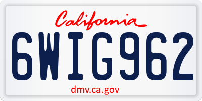 CA license plate 6WIG962