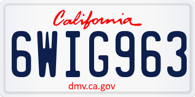 CA license plate 6WIG963