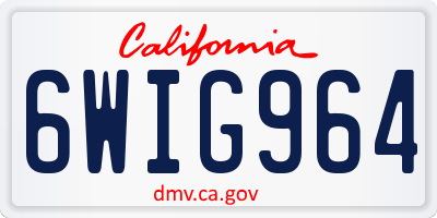 CA license plate 6WIG964