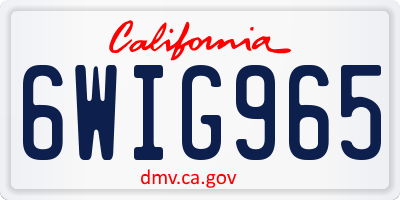 CA license plate 6WIG965