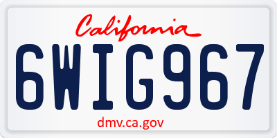 CA license plate 6WIG967