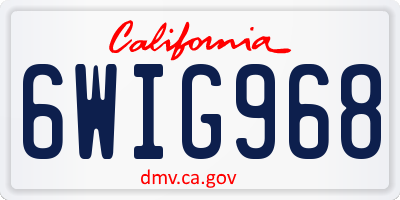 CA license plate 6WIG968