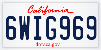 CA license plate 6WIG969