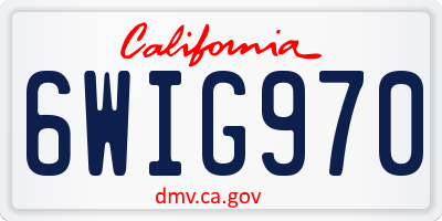 CA license plate 6WIG970