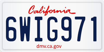 CA license plate 6WIG971