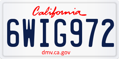 CA license plate 6WIG972