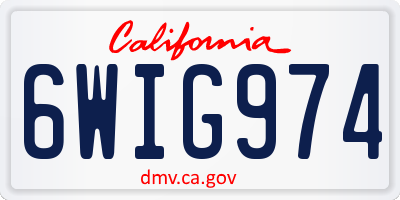 CA license plate 6WIG974