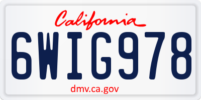 CA license plate 6WIG978