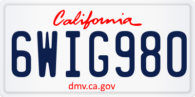 CA license plate 6WIG980