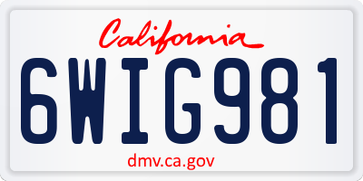 CA license plate 6WIG981