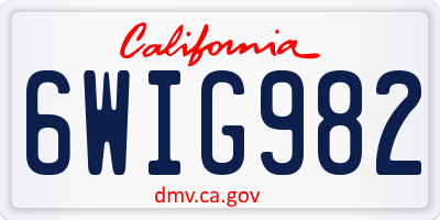 CA license plate 6WIG982